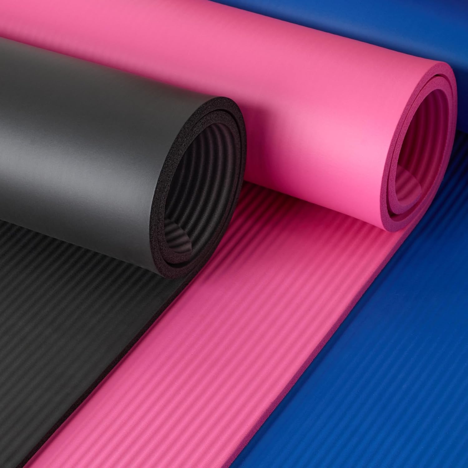 Basics Extra Thick Exercise Yoga Mat with Carrying Strap
